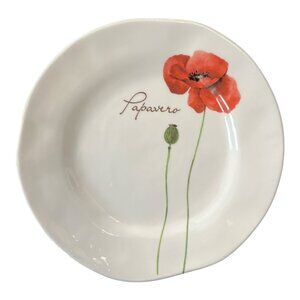 Opificio Etico Papavero Poppy Plate – 9” Ceramic – Made in Italy – Red Floral De